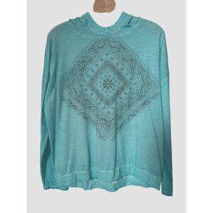 Cedar Rose Rhinestone Bandana Pullover Hoodie Womens XXL Floral Lace Back Hippie